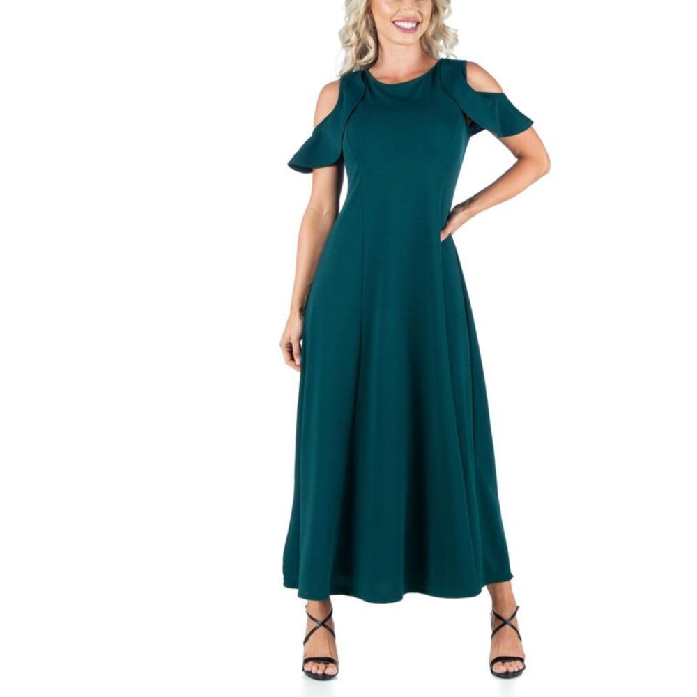 24seven Womens Ruffled Maxi A-line Dress, NWT